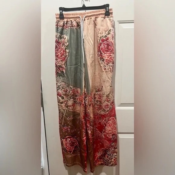 Boho Floral Wide Leg Pants New Sx S - Picture 1 of 2